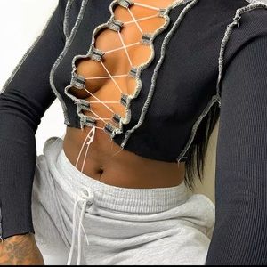 Women’s black tie up shirt